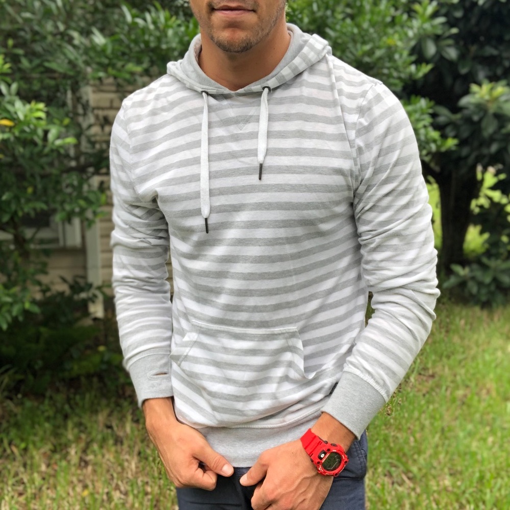 EMPYRE Men’s Pullover Grey Striped Hoodie